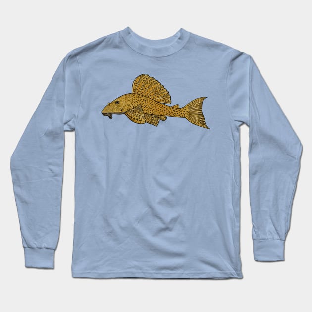 Pleco fish cartoon illustration Long Sleeve T-Shirt by Cartoons of fun